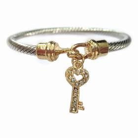 Two tone cable with crystal heart key