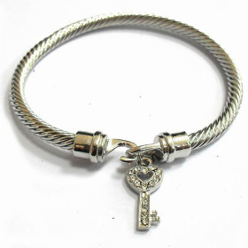 Designer Two Tone Twist Bracelet with crystal key