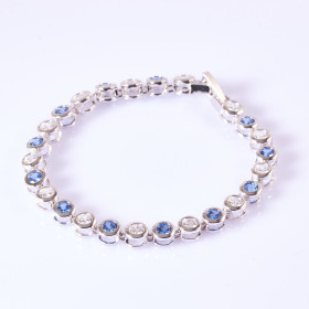 Clear and Blue Mixed CZ Tennis Bracelet