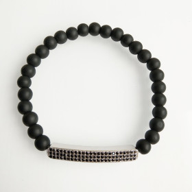 CZ Black Beads Elastic Bracelet