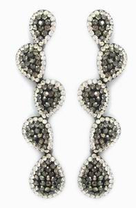 Long Cluster Teardrop Hematite Earrings