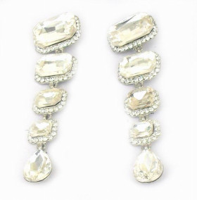 Geometric Crystal Long Earrings