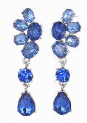 Blue Crystal Earring in Rhodium