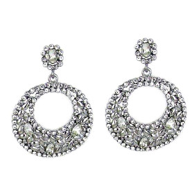 Bold Modern Retro Crystal Round Circle Earrings
