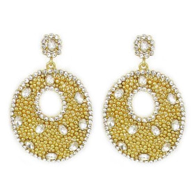 Bold Modern Retro Crystal Teardrop Earring in Gold