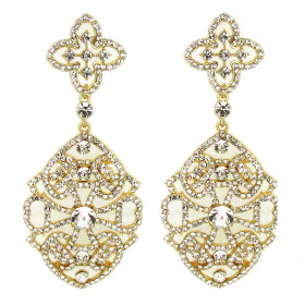 Pave hollow fancy earrings