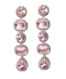 Long Gorgeous Geometric Pink Earrings