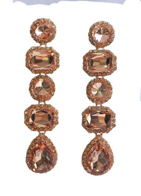 Long Gorgeous Geometric Emerald Earrings