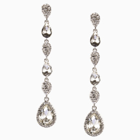 Crystal Teardrop  Pierced Linear Earring