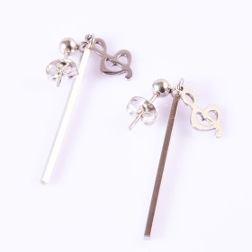 Stainless Steel Musical Treble Clef Note with Baton Earrings