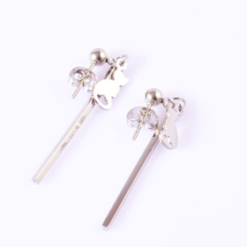 Stainless Steel Cat with Baton Earrings
