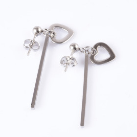 Stainless Steel Hollow Out Heart with Baton Earrings