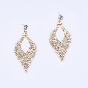 Simple Pave Setting Drop Clear Earring in Gold