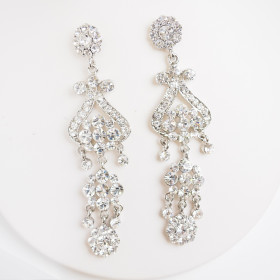 Long Chandelier Clear Earrings