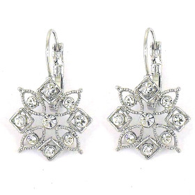 Vintage Flower Lever Back Cystal Earrings