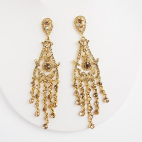 Long Chandelier Gold Earrings
