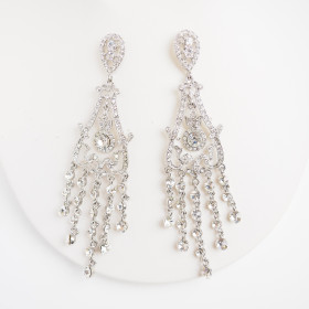 Long Chandelier Clear Earrings