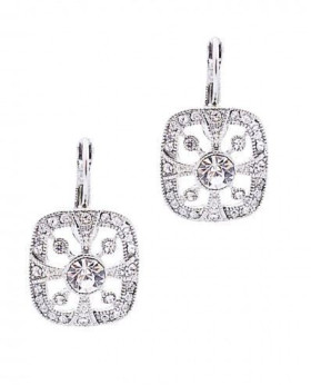 Vintage Deco Square Crystal Earrings