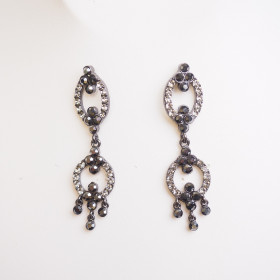 Circled Swarovski Crystal Smoky Earrings