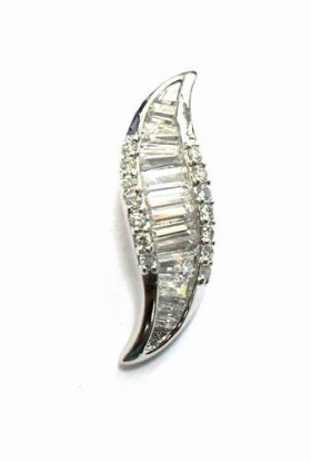 Clear CZ Pendant with Brass in Rhodium