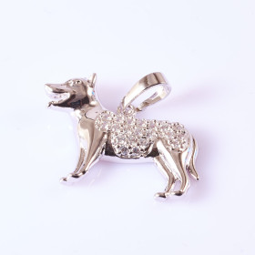 Clear CZ Dog Pendant