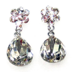 Flower with Teardrop Crystal Earrings
